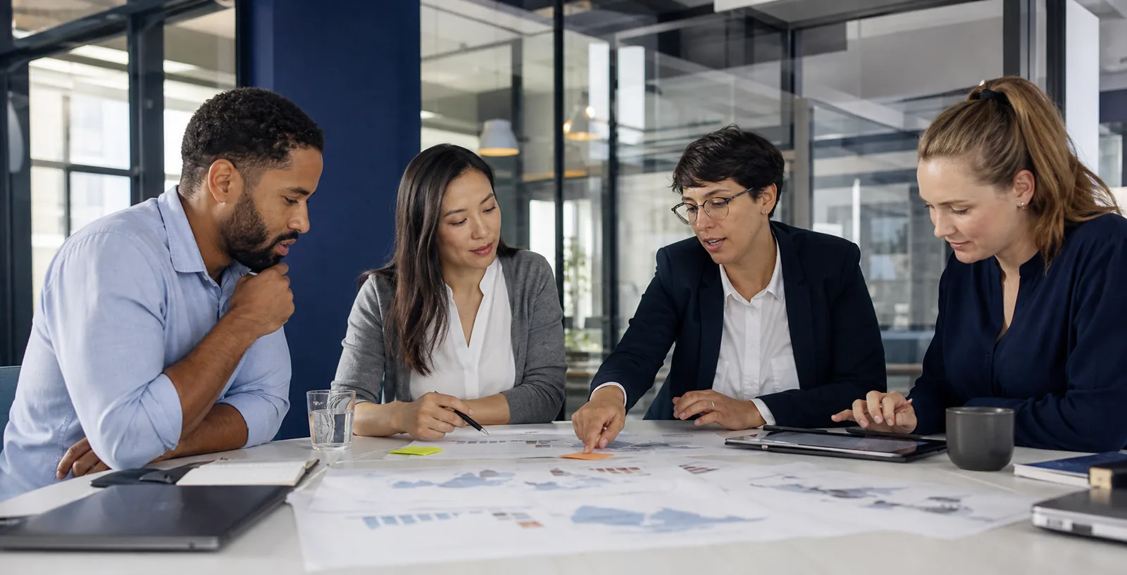 International recruiters reviewing talent strategy together