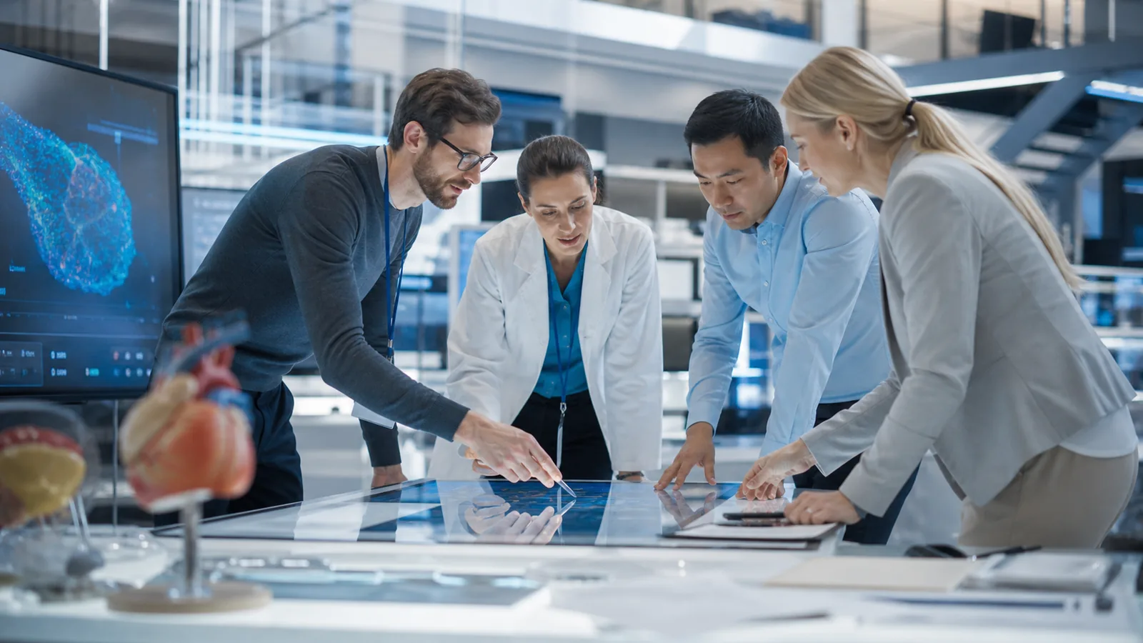 Technology, healthcare, engineering and business specialists collaborating