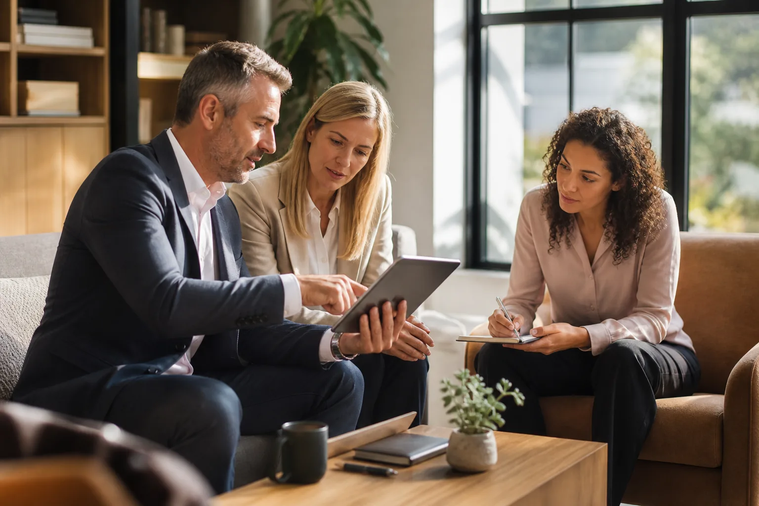 HR leaders and a recruiter reviewing a workforce plan