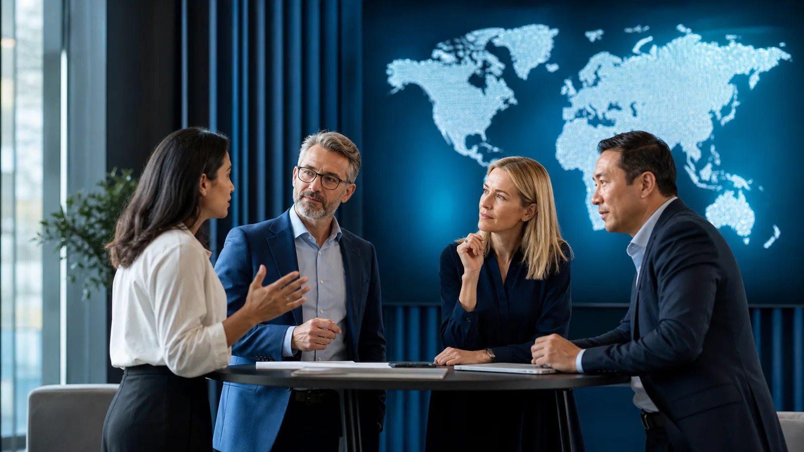 Talent partner presenting an international hiring plan to business leaders